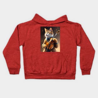 Mr. cat plays the violin Kids Hoodie